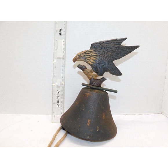 VIntage 10" Cast Iron Dinner Bell With Eagle - Picture 1 of 4